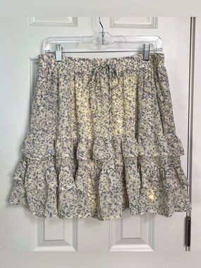 Impressions Floral Ruffle Mini Skirt NWOT